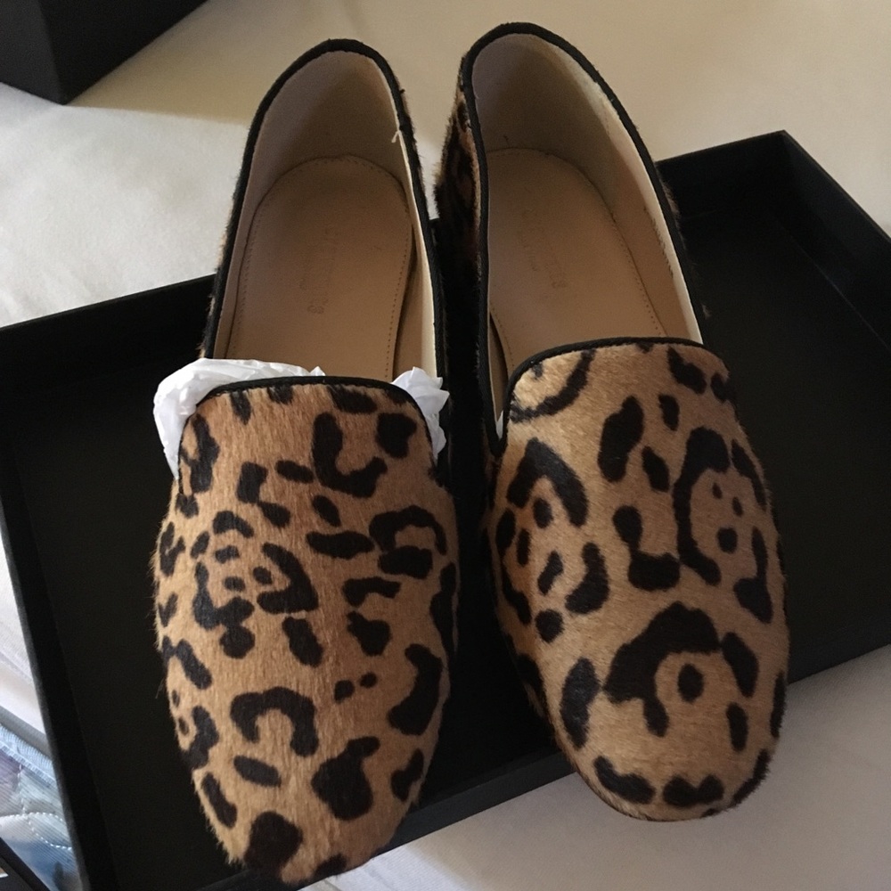 Crewcuts Calf Hair Leopard Print Loafers Size 2M